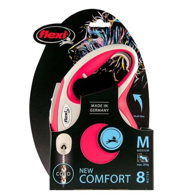 Flexi New Comfort M lanko 8m červené do 20kg 