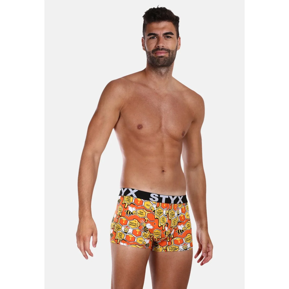 Styx Pánské boxerky art sportovní guma nadrozměr včelky (R1654) 4XL 