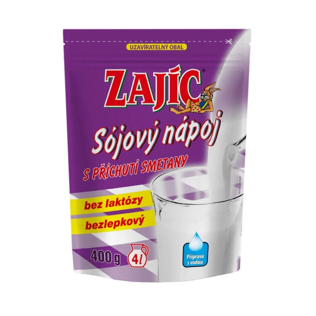 Zajíc Sójový nápoj s příchutí smetany sáček 400 g doypack