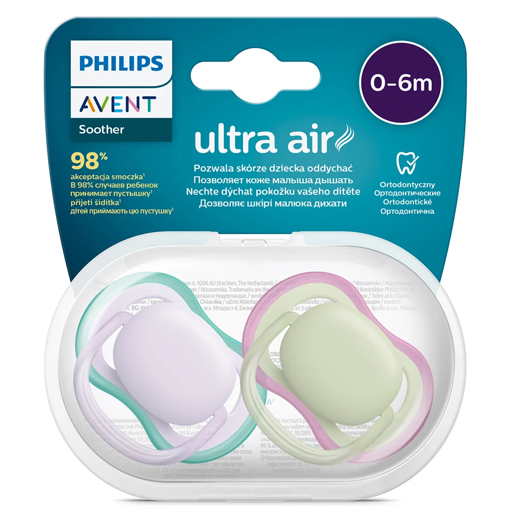 Philips Avent Šidítko Ultra air neutral 0–6m dívka 2 ks fialová