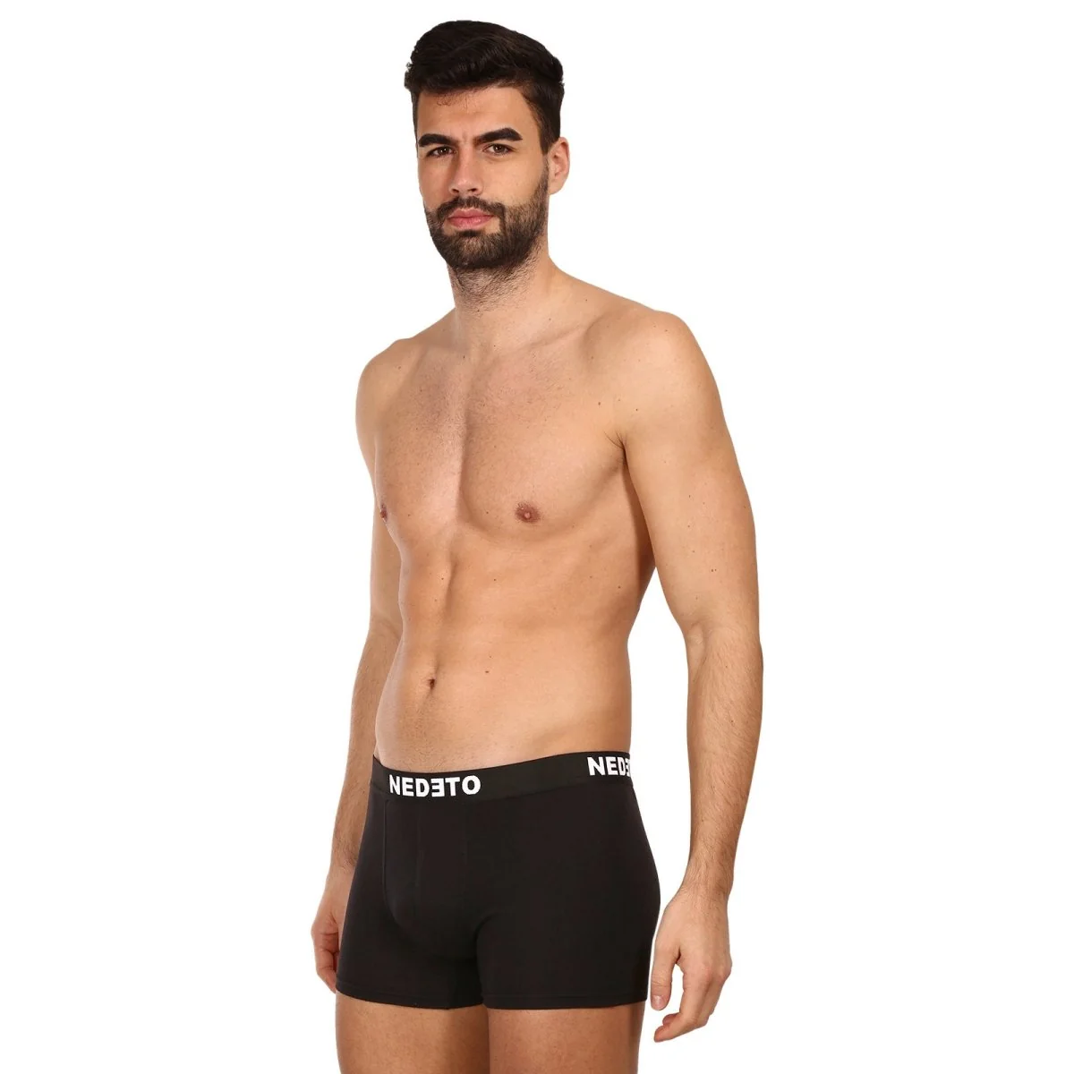 Nedeto 7PACK pánské boxerky černé (7NB001-brand) 3XL 