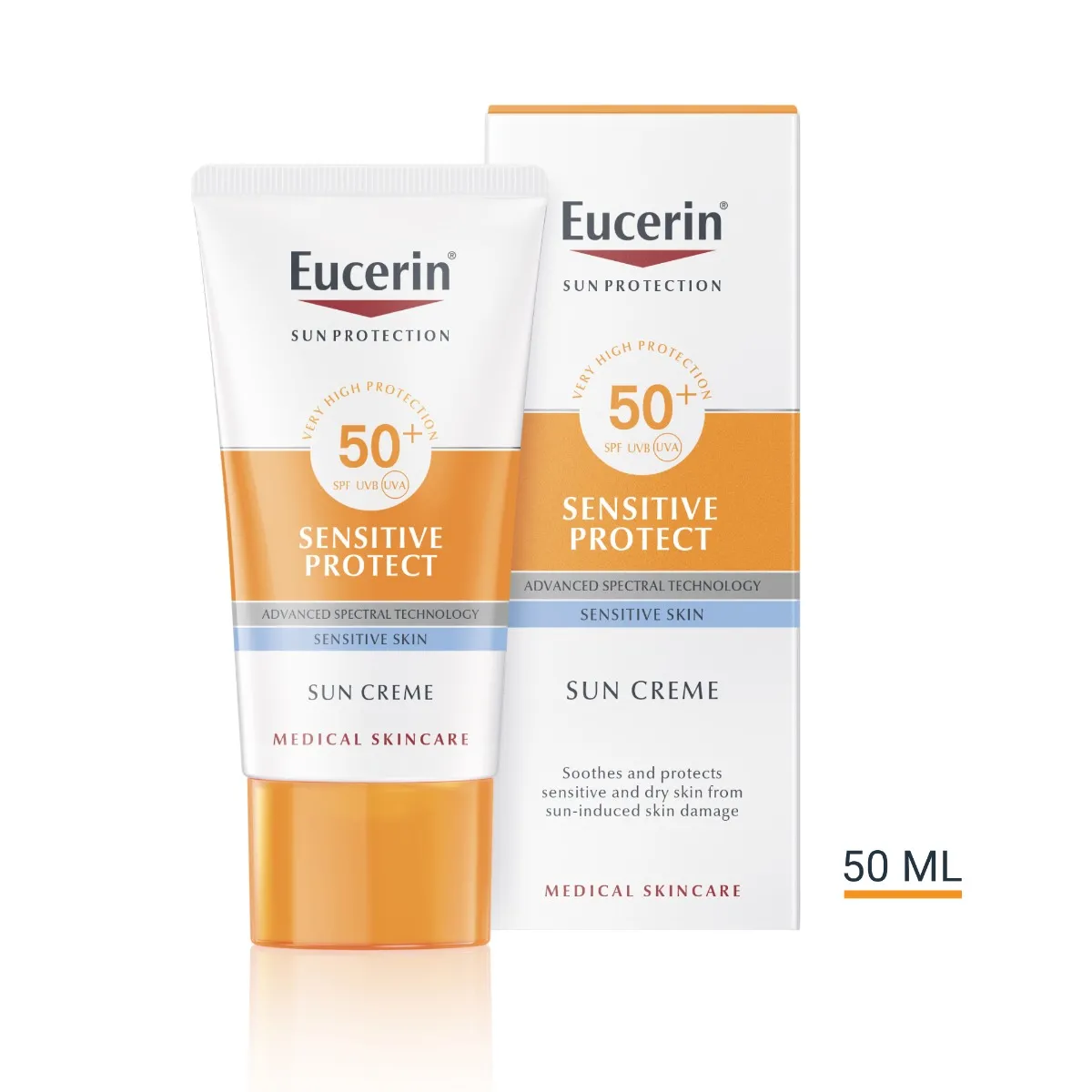 Eucerin SUN Sensitive Protect SPF50+ vysoce ochranný krém na obličej 50 ml