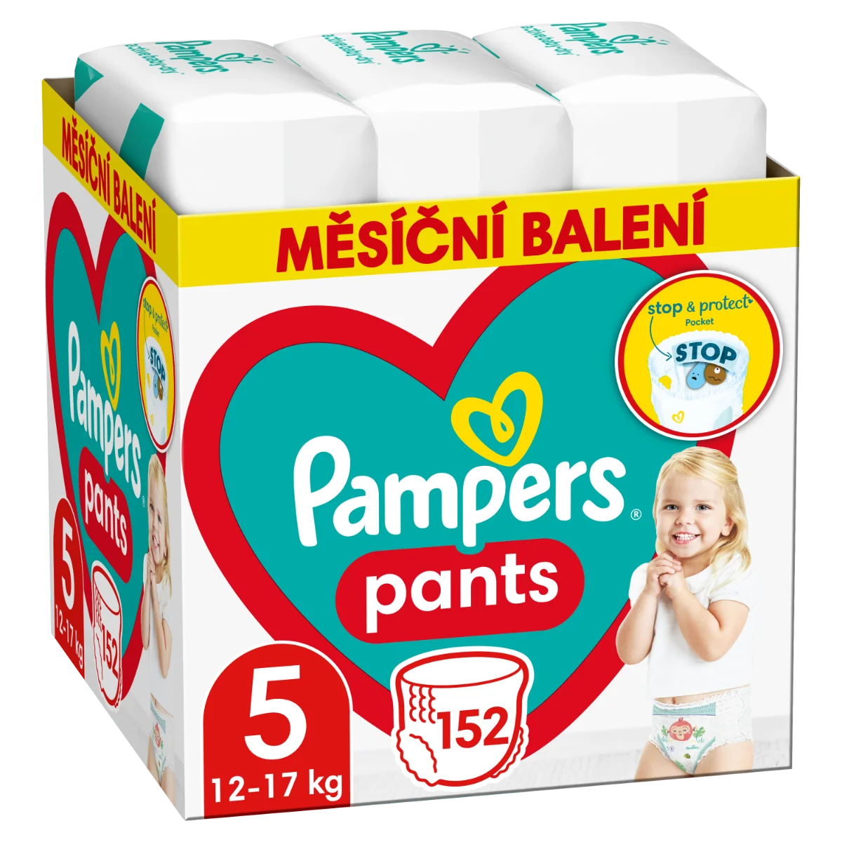 Pampers Pants vel. 5 Monthly Pack 12-17 kg plenkové kalhotky 152 ks