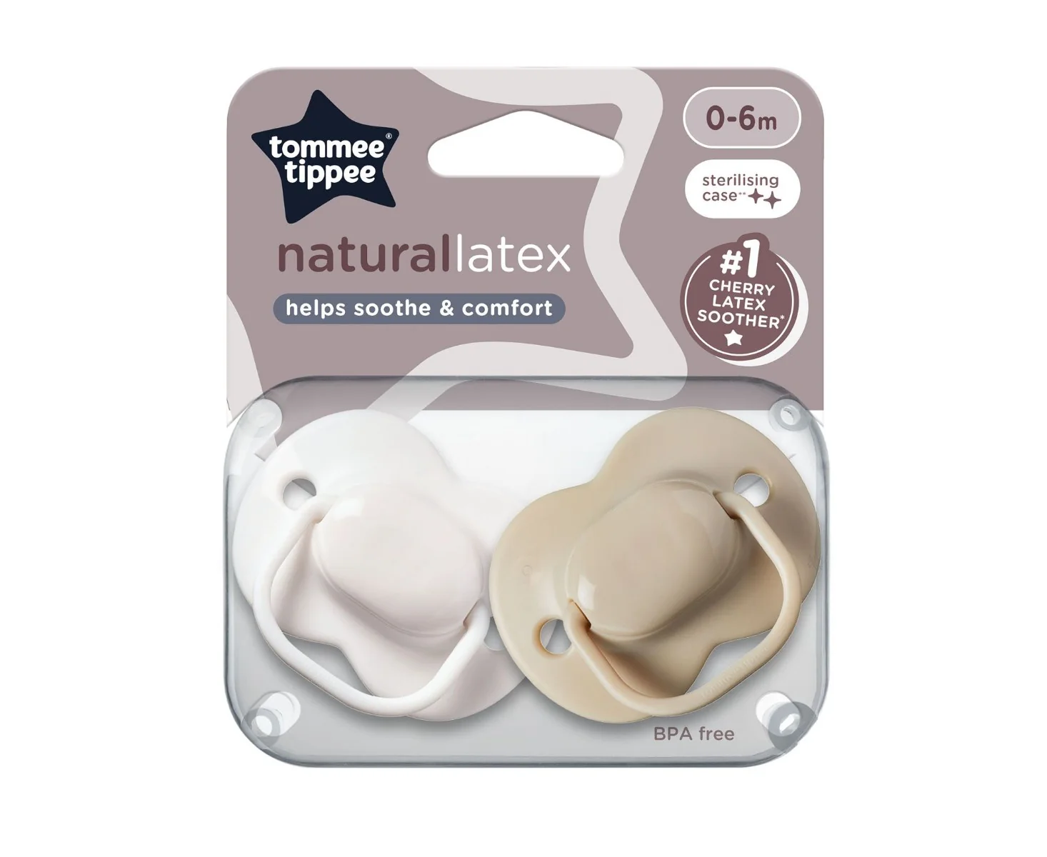 Tommee Tippee Dudlík Cherry latex 0-6m 2 ks bílá-hnědá