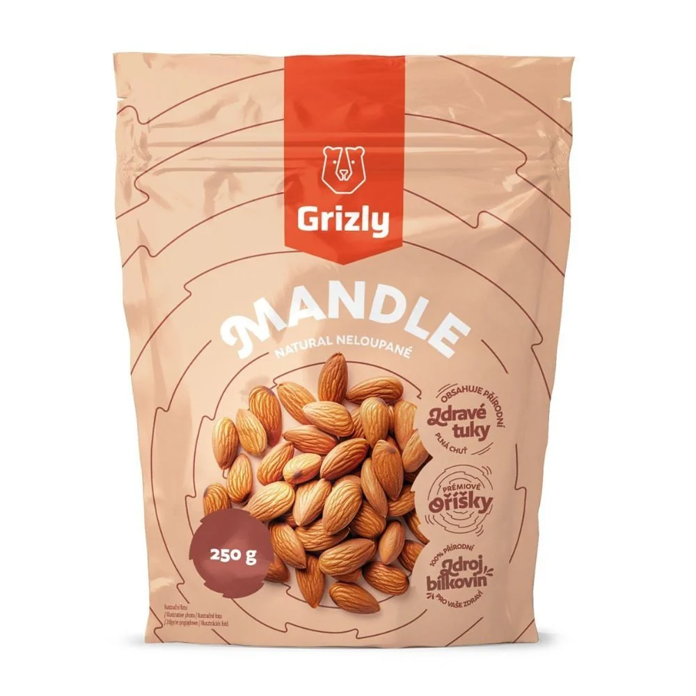 Grizly Mandle natural neloupané 250 g