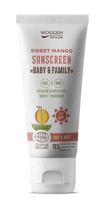 WoodenSpoon Baby & Family Opalovací tělové mléko Mango SPF50 100 ml