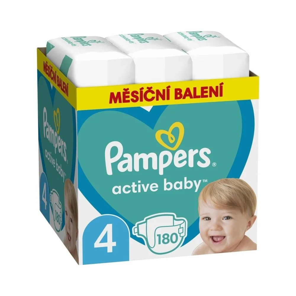 Pampers Active Baby vel. 4 Monthly Pack 9-14 kg dětské pleny 180 ks