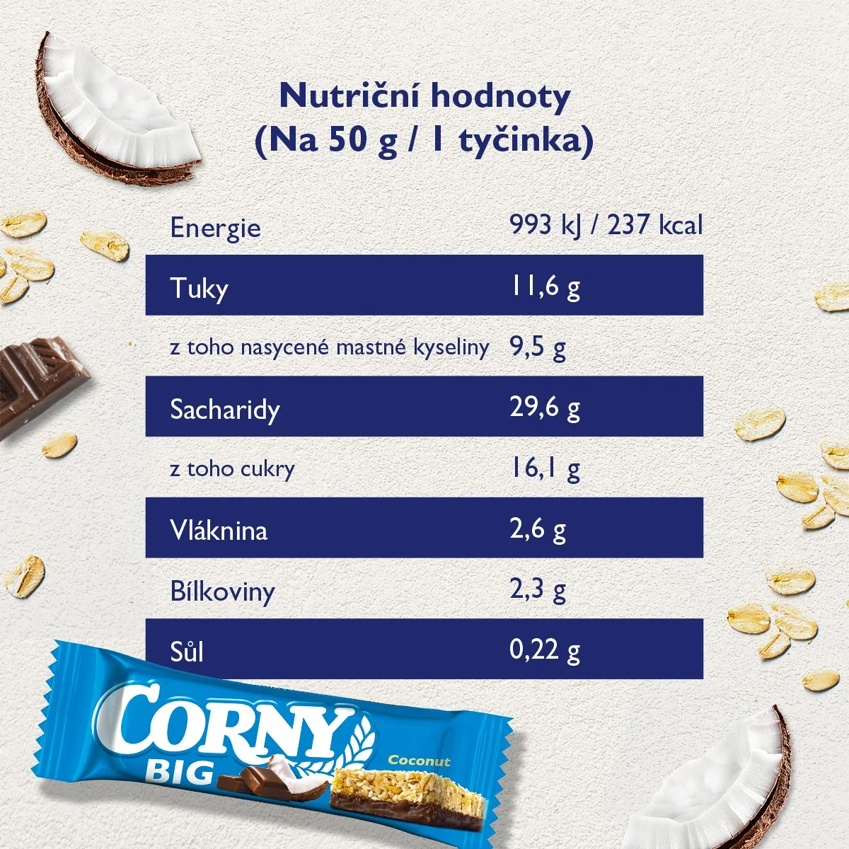 Corny BIG kokos v mléčné čokoládě müsli tyčinka 50 g