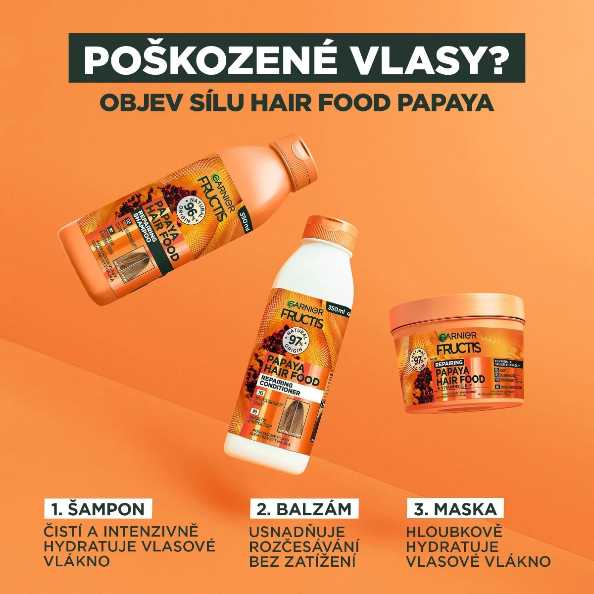 Garnier Fructis Hair Food Papaya regenerační maska pro poškozené vlasy 400 ml