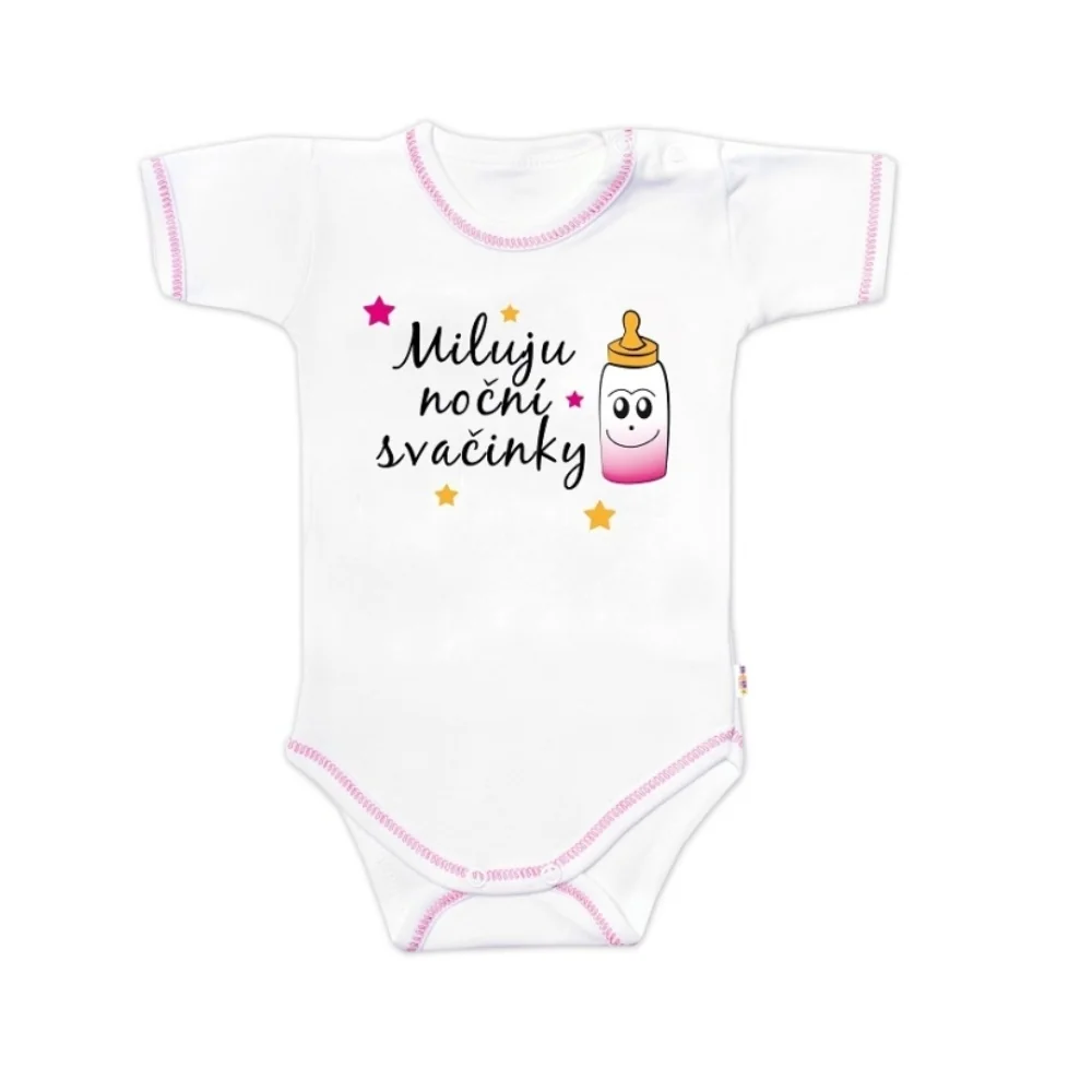 Baby Nellys Body kr. rukáv - Miluju noční svačinky, vel. 74, holka