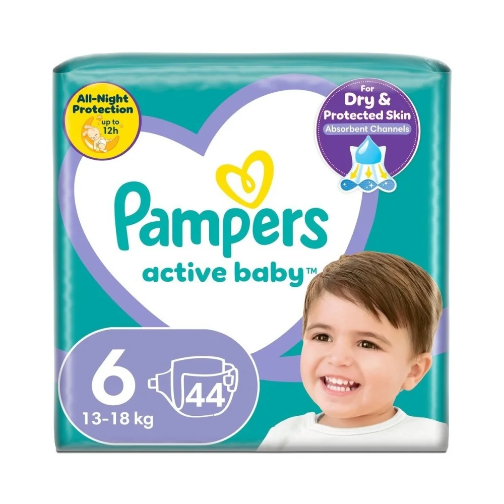 Pampers Active Baby vel. 6 Maxi Pack 13-18 kg dětské pleny 44 ks