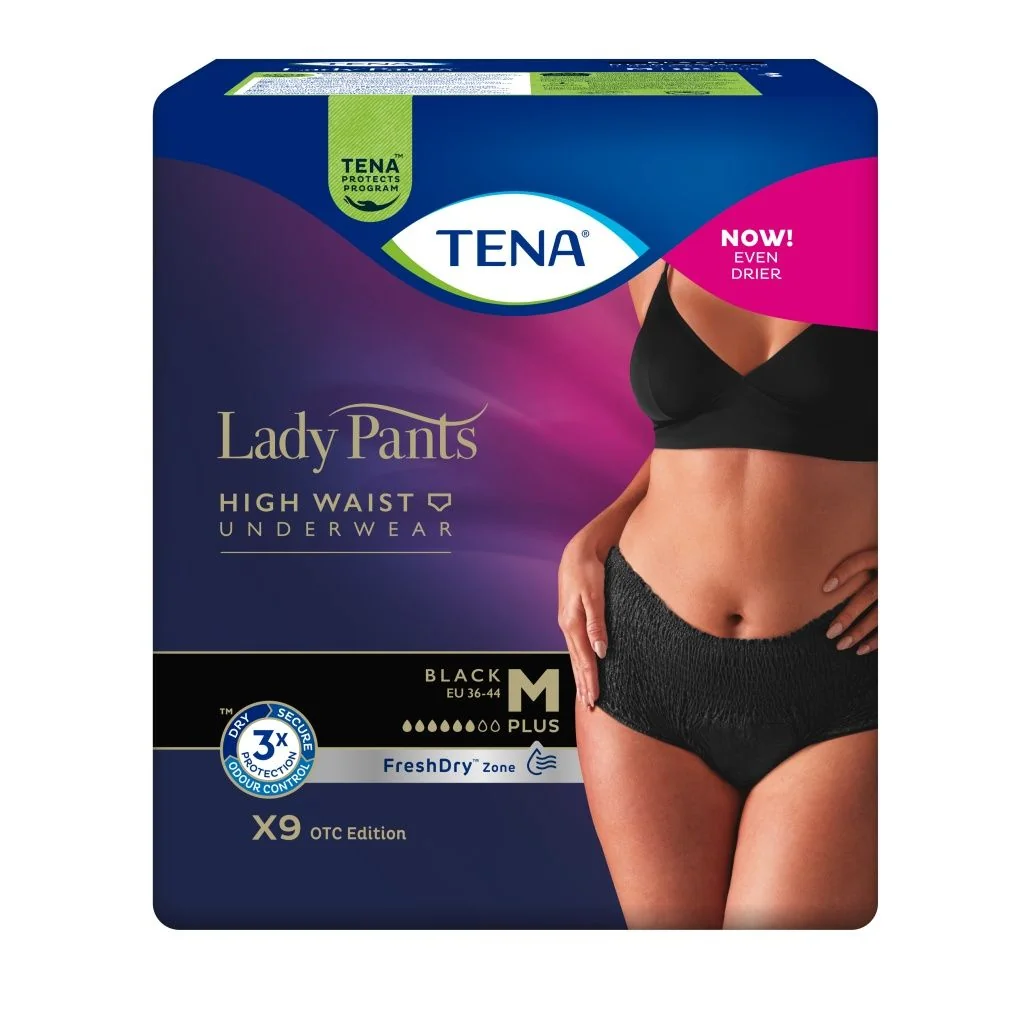 Tena Lady Pants Plus Black Medium inkontinenční kalhotky 9 ks