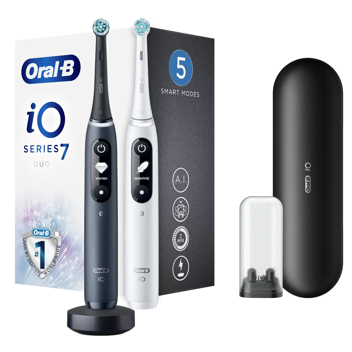 Oral-B iO7 Series Duo Black Onyx Extra Handle elektrický zubní kartáček 2 ks