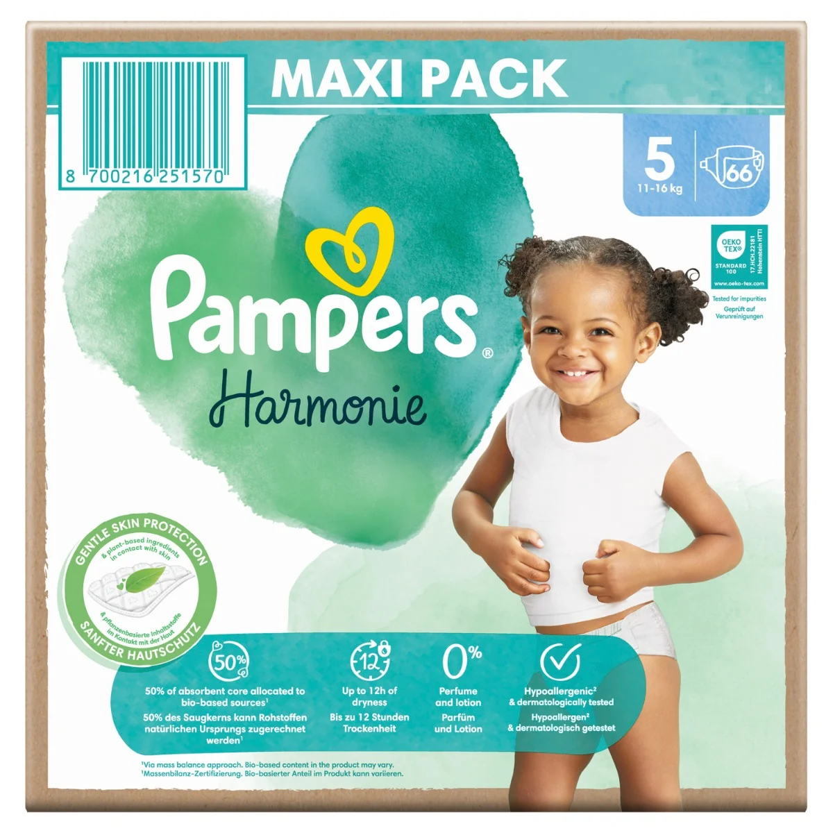 Pampers Harmonie Maxi Pack vel. 5 11–16 kg dětské pleny 66 ks