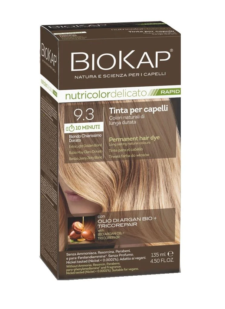 BIOKAP Nutricolor Delicato Rapid 9.3 Světlá zlatá blond barva na vlasy 135 ml