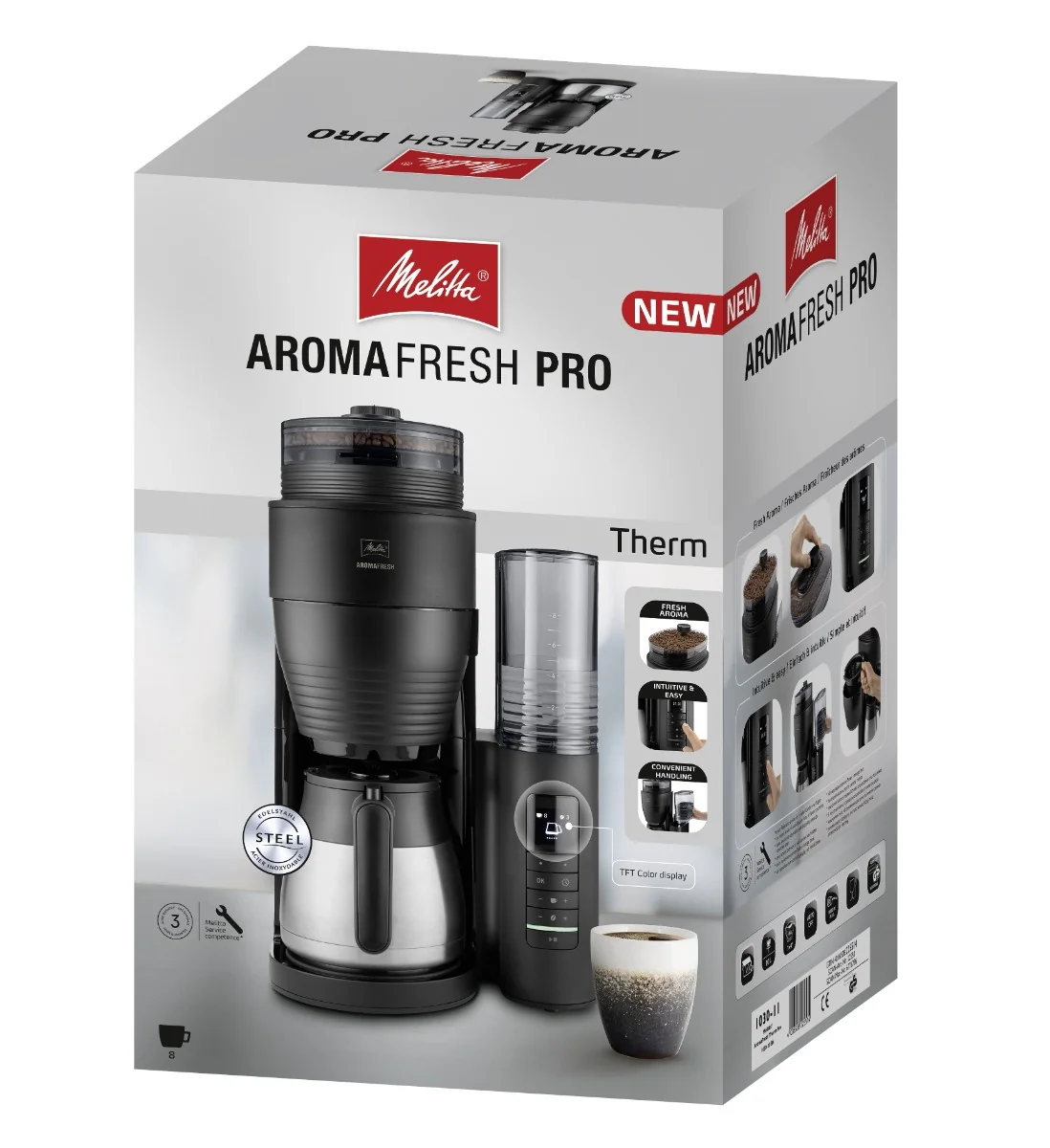 Melitta AromaFresh Pro Therm kávovar s mlýnkem černý