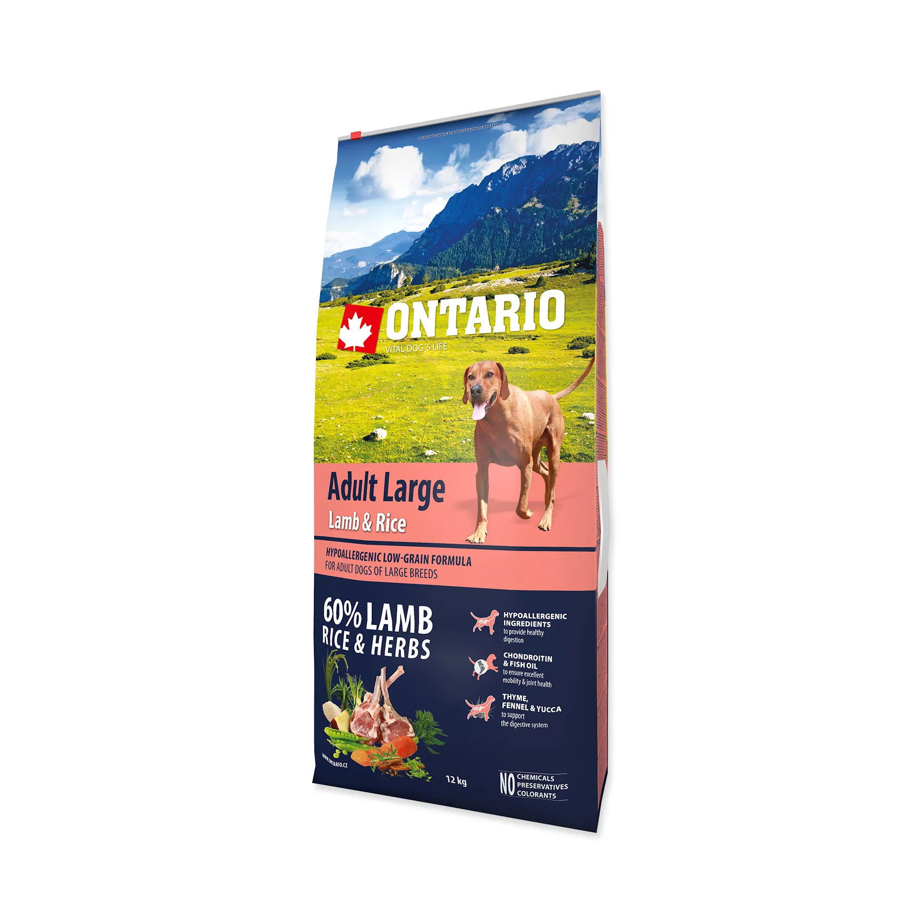 Ontario Adult Large Lamb&Rice granule 12 kg