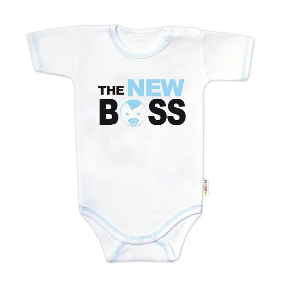 Baby Nellys Body kr. rukáv s vtipným textem, The New Boss, vel. 74