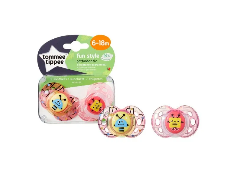 Tommee Tippee Šidítko C2N silikon Fun 6-18m 2 ks