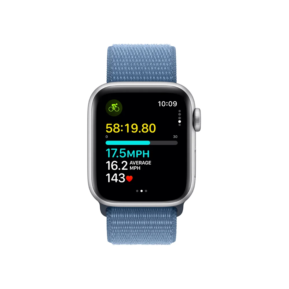 Apple Watch SE Cellular 40 mm sport loop smart hodinky Silver/Storm Blue