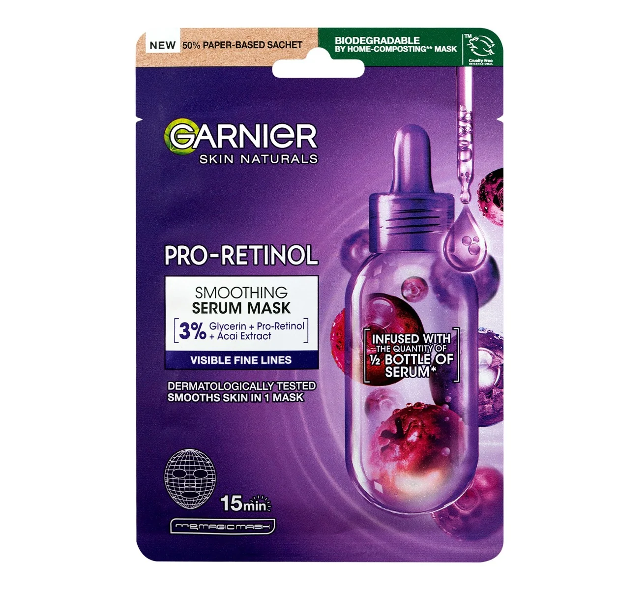 Garnier Skin Naturals Pro-Retinol vyhlazující sérum maska 22 g